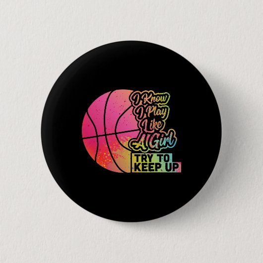 Badge Rond 5 Cm Bysketbyll Femme Fun Cadeau Équipe Jouer Comme Une (Devant)