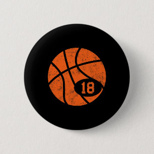Badge Rond 5 Cm Bysketbyll Sport 18 Jersey Numéro Détresse Vintage