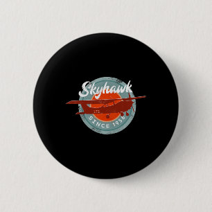 Badge Rond 5 Cm C172 Skyhawk Avion Vintage Rétro Pilote en Vol Cad