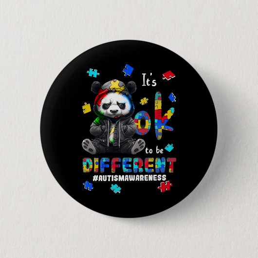 Badge Rond 5 Cm Ça va être différent Autisme Panda (Devant)
