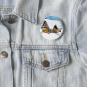 Badge Rond 5 Cm Cabane d'hiver (En situation)