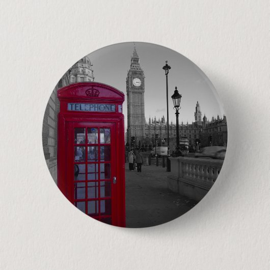 Badge Rond 5 Cm Cabine téléphonique rouge de Londres (Devant)
