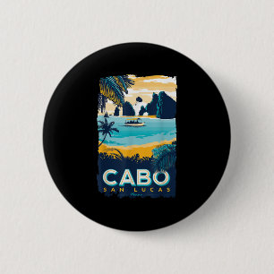 Badge Rond 5 Cm Cabo San Lucas Tropical Beach Mexique Travel Vinta