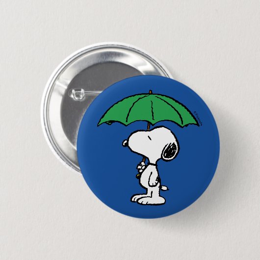 Badge Rond 5 Cm cacahuètes | Parapluie vert Snoopy (Devant & derrière)