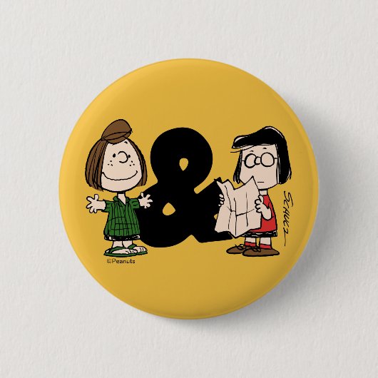 Badge Rond 5 Cm cacahuètes | Pepperment Patty & Marcie (Devant)