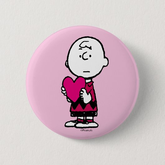 Badge Rond 5 Cm cacahuètes | Saint Valentin | Heart Charlie Brown (Devant)