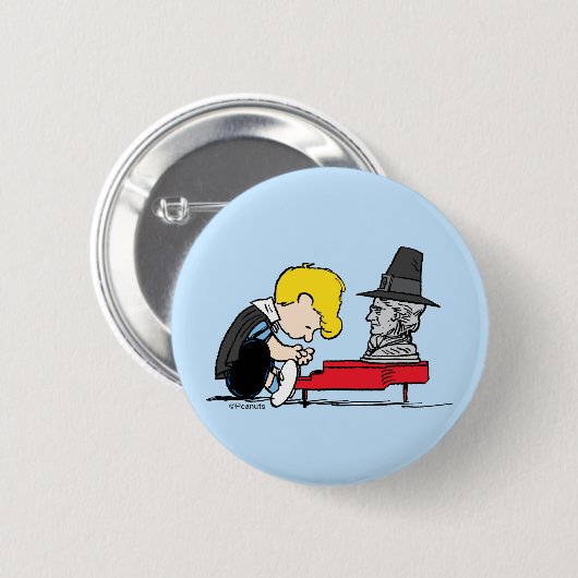 Badge Rond 5 Cm cacahuètes | Schroeder Pilgrim (Devant & derrière)