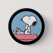 Badge Rond 5 Cm cacahuètes | Snoopy à la machine à écrire (Devant)