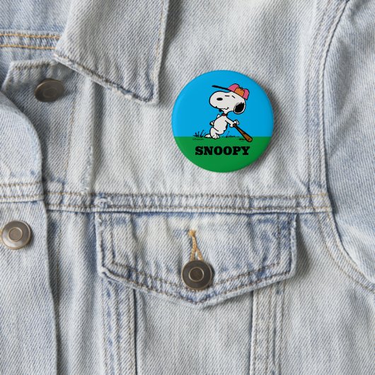 Badge Rond 5 Cm cacahuètes | Snoopy at Bat (En situation)