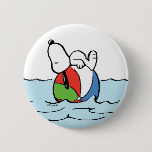 Badge Rond 5 Cm cacahuètes   Snoopy Beach Ball Beach