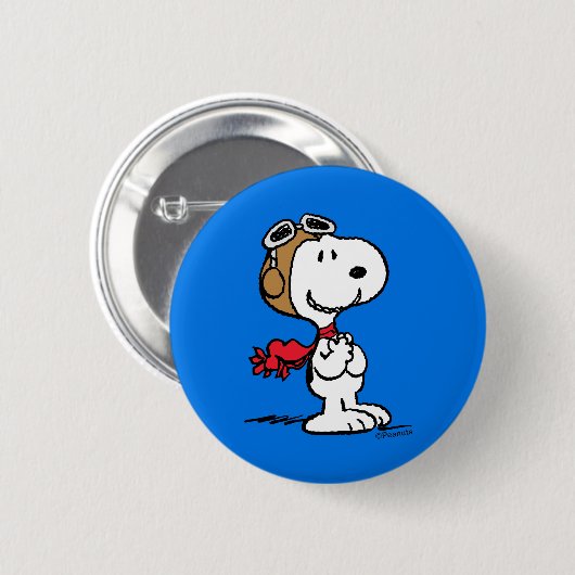 Badge Rond 5 Cm cacahuètes | Snoopy L'As Volant (Devant & derrière)