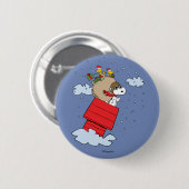Badge Rond 5 Cm cacahuètes | Snoopy l'As Volant à Noël (Devant & derrière)