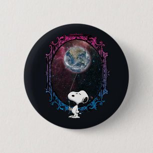 Badge Rond 5 Cm cacahuètes   Snoopy Spacé Out Balloon