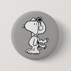 Badge Rond 5 Cm cacahuètes   Snoopy the Flying Ace BW
