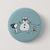 Badge Rond 5 Cm cacahuètes | Snoopy & Woodstock Build A Snowman (Devant)