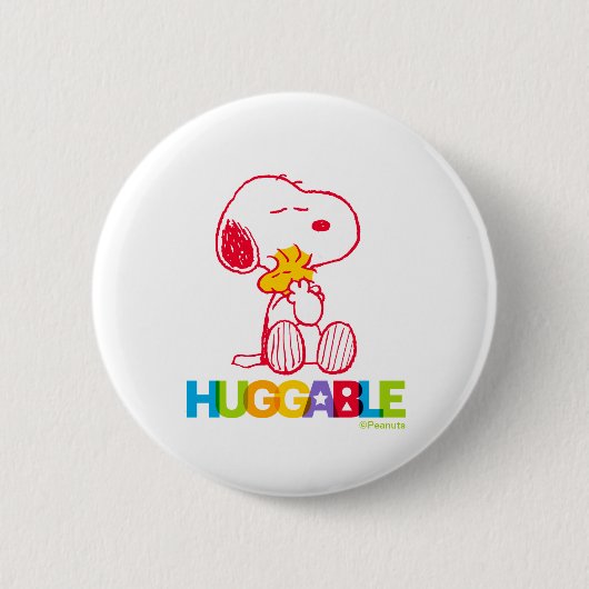 Badge Rond 5 Cm cacahuètes | Snoopy & Woodstock Huggable (Devant)