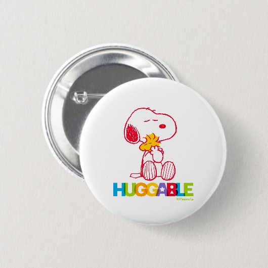 Badge Rond 5 Cm cacahuètes | Snoopy & Woodstock Huggable (Devant & derrière)