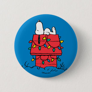 Badge Rond 5 Cm cacahuètes   Snoopy's Dog House With Lights