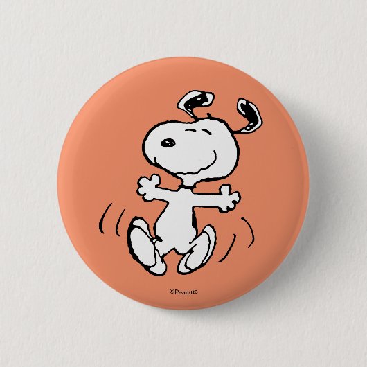 Badge Rond 5 Cm cacahuètes | Une Danse Heureuse Snoopy (Devant)