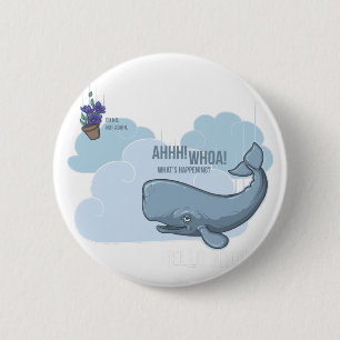 Badge Rond 5 Cm Cachalot et cuvette de pétunias