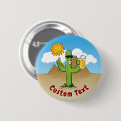 Badge Rond 5 Cm Cactus avec bière (Devant & derrière)
