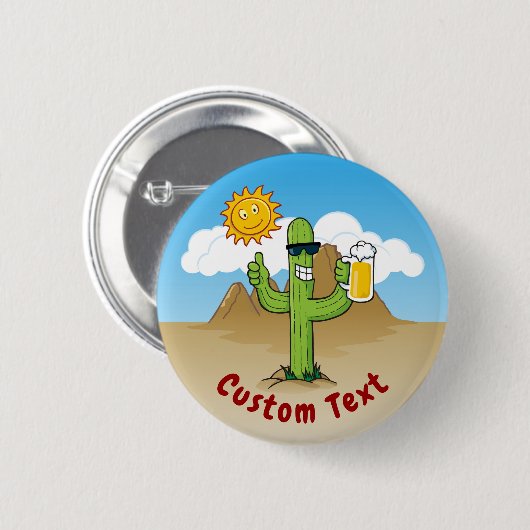 Badge Rond 5 Cm Cactus avec bière (Devant & derrière)