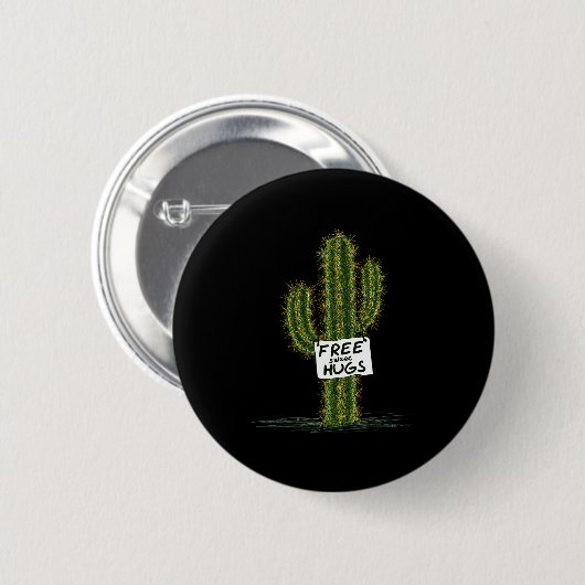 Badge Rond 5 Cm Cactus Cacti Funny Art Humor Sweet Hugs (Devant & derrière)