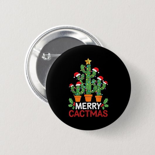 Badge Rond 5 Cm Cactus Christmas Tree Funny Merry Cactmas Cactus M (Devant & derrière)