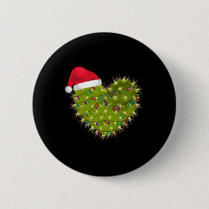 Badge Rond 5 Cm Cactus Coeur Noël