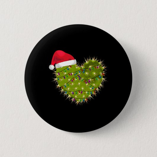 Badge Rond 5 Cm Cactus Coeur Noël (Devant)