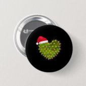 Badge Rond 5 Cm Cactus Coeur Noël (Devant & derrière)