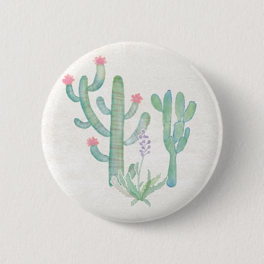 Badge Rond 5 Cm Cactus de Bohème d'aquarelle (Devant)