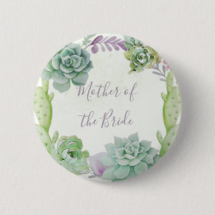 Badge Rond 5 Cm Cactus de mariage Succulents Mère de la mariée