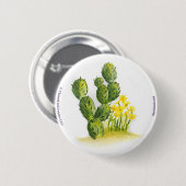 Badge Rond 5 Cm Cactus et bouton arrière de Pin de fleurs de jaune (Devant & derrière)