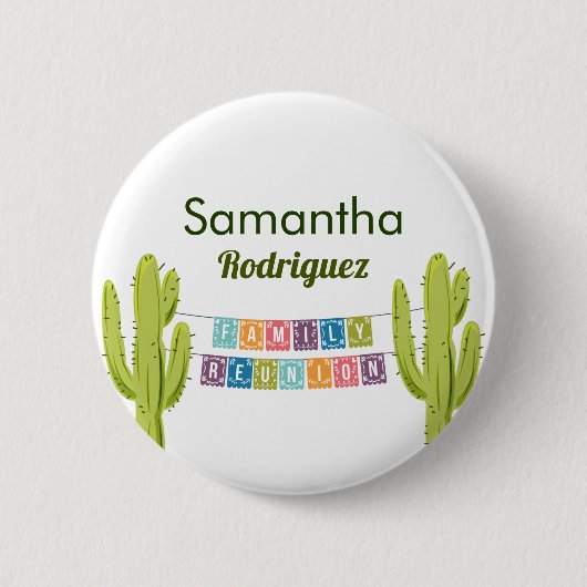 Badge Rond 5 Cm Cactus et Papel Picado Garland Texas (Devant)