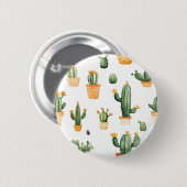 Badge Rond 5 Cm Cactus pointillés sur blanc (Devant & derrière)
