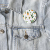 Badge Rond 5 Cm Cactus pointillés sur blanc (En situation)