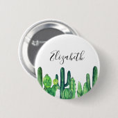 Badge Rond 5 Cm Cactus vert. Cactus aquarelle. Botanique moderne (Devant & derrière)