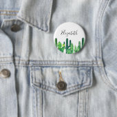Badge Rond 5 Cm Cactus vert. Cactus aquarelle. Botanique moderne (En situation)