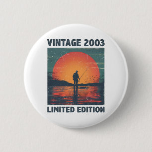 Badge Rond 5 Cm Cadeau 23 Ans 2003 Pêche Pêcheur Poisson 22ème