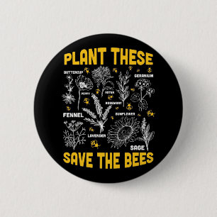 Badge Rond 5 Cm Cadeau apiculteur Plantes Qui Sauvent Les Abeill