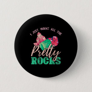 Badge Rond 5 Cm Cadeau collectionneur de roches Terre Paléontologu