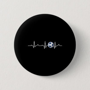 Badge Rond 5 Cm Cadeau d'amant de soccer au rythme cardiaque