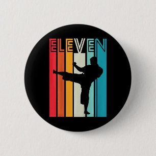 Badge Rond 5 Cm Cadeau d'anniversaire 11 ans Karaté Taekwondo Rétr