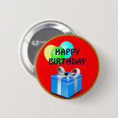 Badge Rond 5 Cm Cadeau d'anniversaire et ballons (Devant & derrière)