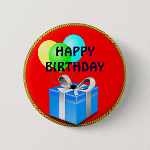 Badge Rond 5 Cm Cadeau d'anniversaire et ballons