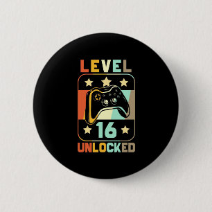 Badge Rond 5 Cm Cadeau d'anniversaire Niveau Vintage 16 déverrou