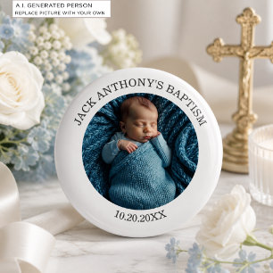 Badge Rond 5 Cm Cadeau de baptême spécial pour garçon avec photo