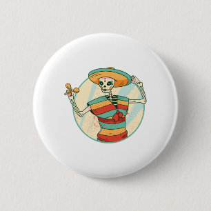 Badge Rond 5 Cm Cadeau de crâne de sucre de squelette mexicain de