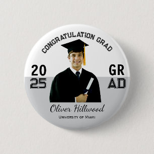 Badge Rond 5 Cm Cadeau de fin d'études personnalisé avec photo Uni